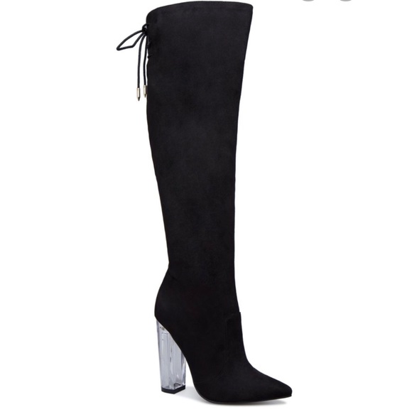 Shoe Dazzle Shoes - Sassy lucite heeled boots